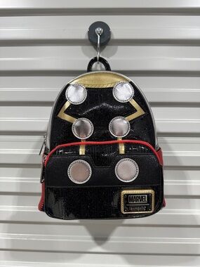 Loungefly Marvel Black Gold Red Mini Backpack